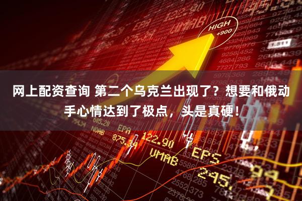 网上配资查询 第二个乌克兰出现了？想要和俄动手心情达到了极点，头是真硬！